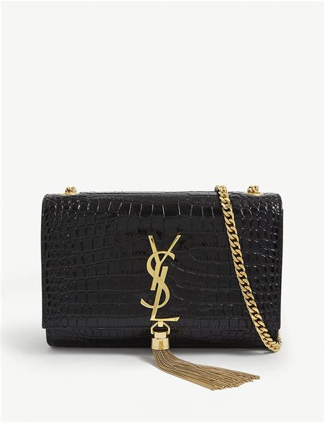 Shop Saint Laurent Small Kate Crocodile